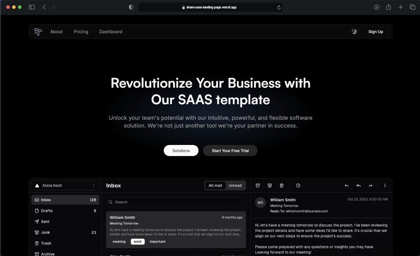 SAAS landing page template Image